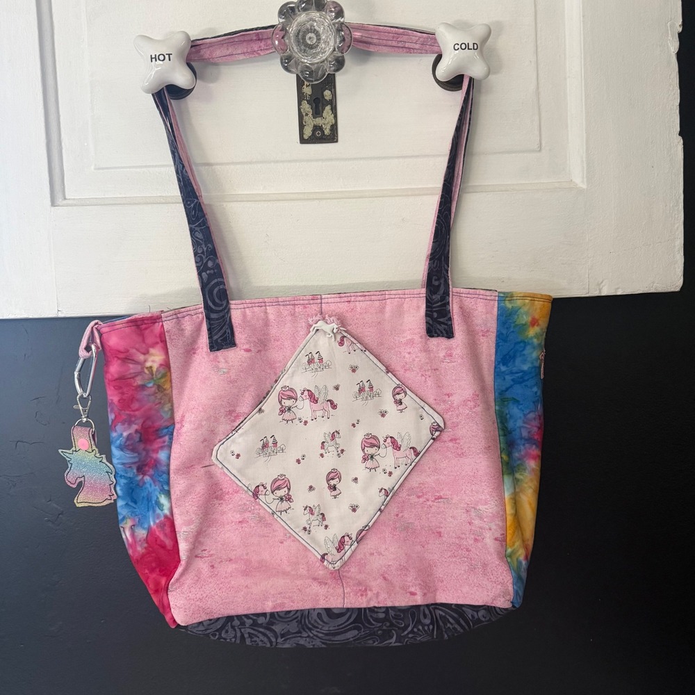 Handmade Unicorn Tote Bag Women Large Pink Tie Dye Good Quilted Boho Charm